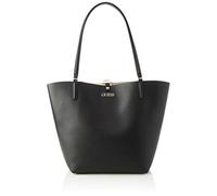 Guess Women Alby Toggle Tote Satchel Bags, Black/Stone, 43x30x15 cm