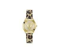Guess Ladies' Stone Set Gold Dial Leopard Print Strap Watch