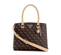 GUESS Women Noelle Girlfriend Satchel School Bag, top Handle, Brown Logo, One Size