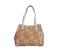 GUESS Women Vikky Tote Bag, Taupe Logo, 33 x 15.5 x 27