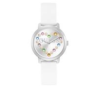 Guess Women's 36mm Watch - White Strap Silver Dial Silver Case