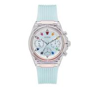 GUESS Women's 39mm Watch - Blue Strap Blue Dial Clear Case, Blue, One size, Modern