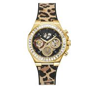 GUESS Women's 42.00mm Quartz Watch with Black Analogue dial and Multicolour Leather Strap GW0463L1