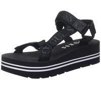 GUESS Women's Avin Wedge Sandal, Black, 3 UK