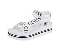 GUESS Women's Avin Wedge Sandal, White/Black Logo 137, 4 UK