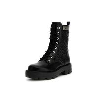 GUESS Women's Boots, Black Leather, Platform Sole, Padded Design, Lace-up, Black/White, 5 UK