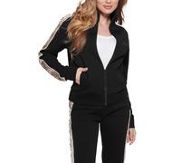 GUESS Women's Britney Full Zip Sweatshirt, Jet Black, Medium