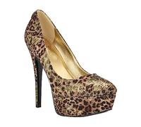GUESS Women's Cador Pump, Brown+Gold Leopard 210, 8 UK