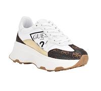 GUESS Women's Calebb Sneaker, White/Brown 145, 8.5 UK
