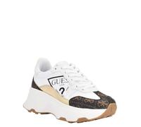 Guess Women's Calebb3 Sneaker, White Brown, 4 UK