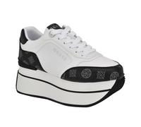 GUESS Women's Camrio Sneaker, White/Black Logo 142, 3.5 UK
