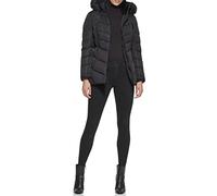 GUESS Women's Cold Weather Hooded Puffer Coat, Black, S