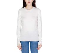 Guess Womens Crew Neck Knit Sweater - White Cotton - Size 2XL