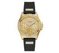 Guess Women's Crystal Dial Black Silicone Strap Watch