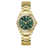 Guess Women's Crystal Green Dial Gold Tone Bracelet Watch