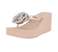 Guess Women's Damani Wedge Sandal, Ivory Satin 150, 9