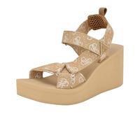 GUESS Women's Daysa Wedge Sandal, Light Natural/White Logo 110, 2 UK