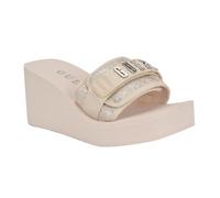GUESS Women's Dellean Wedge Sandal, Light Natural/Silver 110, 8 UK