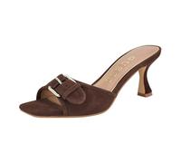 GUESS Women's Dista Heeled Sandal, Dark Brown Leather 200, 9