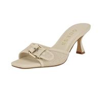GUESS Women's Dista Heeled Sandal, Ivory 150, 8