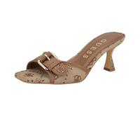 GUESS Women's Dista Heeled Sandal, Medium Brown Logo 212, 4 UK