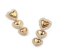 Guess Women's Earrings Drop Heart Pavée Gold JUBE05013JWYG