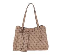 GUESS Women's Eco Brenton Girlfriend Satchel, Latte Logo, One Size