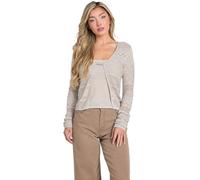GUESS Women's Eco Long Sleeve Nellie Cardigan Sweater, Silver Lurex, M