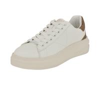 GUESS Women's Elbina Sneaker, White/Medium Brown Logo 140, 4 UK