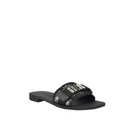 Guess Women's Elyze Flat Sandal, Black/Gold 001, 6.5 UK