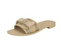 Guess Women's Elyze Flat Sandal, Gold/Brown Logo 710, 4 UK