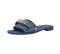 GUESS Women's Elyze Flat Sandal, Medium Blue Denim Logo 422, 6.5 UK