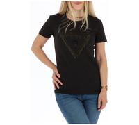 Guess Womens Embellished Logo Short Sleeve Tee - Black Cotton - Size Small