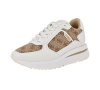 GUESS Women's Energy Sneaker, White/Medium Brown Logo 141, 5 UK