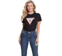 Guess Women's Essential Short Sleeve Classic Fit Logo Tee, Jet Black, XL