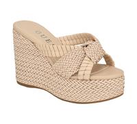 GUESS Women's Eveh Wedge Sandal, Beige 110, 6 UK