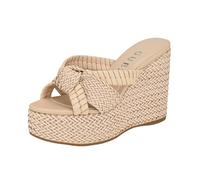 Guess Women's Eveh Wedge Sandal, Beige 110, 8 UK