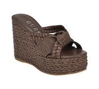 Guess Women's Eveh Wedge Sandal, Brown 210, 4 UK
