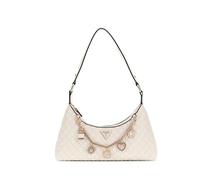 GUESS Women's Everlee Top Zip Shoulder Bag, White, One Size