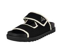 GUESS Women's Fadenna Flat Sandal, Black/White 001, 6