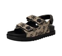 Guess Women's Fadey Flat Sandal, Black/White Logo 001, 8