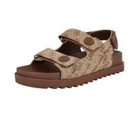 GUESS Women's Fadey Sandal, Medium Brown Logo 211, 3.5 UK