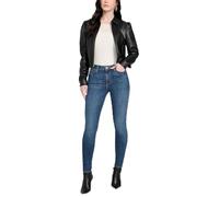 GUESS womens Fancy Zipped Faux Leather Biker Jacket, Jet Black, S