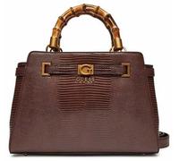 GUESS Women's Faux Leather Hand Bag, N Sibel 2 Compartment Satchel, Bamboo Handle Design (Espresso, 29x22x9 CM)