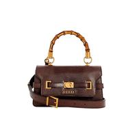 GUESS Women's Faux Leather Sibel Python-print Mini Handbag, Bamboo Handle, Adjustable Detachable Strap (Espresso, 24x13x6 cm)