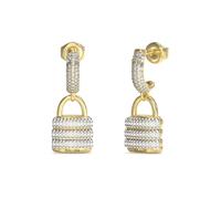 Guess Womens Guess My Secret 27mm Pave Padlock Pendants - Steel / Crystal