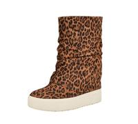 GUESS Women's Guinna Mid Calf Boot, Medium Brown Leopard Suede 212, 9 UK