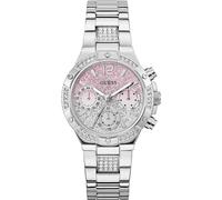 Guess Women's Crystal Pink Ombre Glitz Dial Silver Tone Bracelet Watch