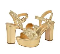 GUESS Women's Haldem Sandal, Natural/Gold 710, 9