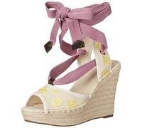 GUESS Women's Halona Wedge Sandal, Beige/Lilac, 4.5 UK